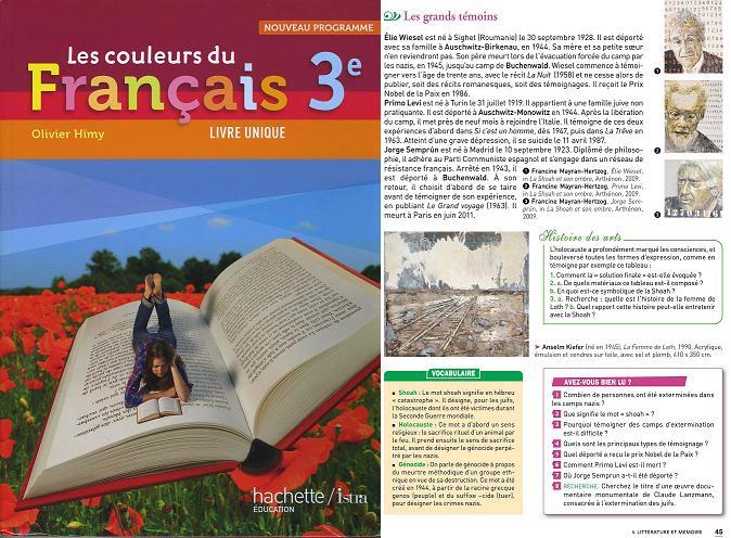 LIVRE SCOLAIRE FRANCAIS TROISIEME éd. HACHETTE. Avril 2012